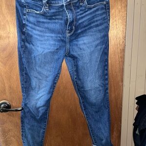 Cropped American Eagle Outfitters Dark Blue Denim Jeans